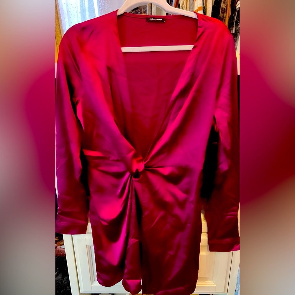NEW! Fashion Nova - Burgundy Twist Sexy Dress XL